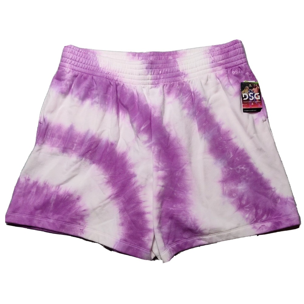 DSG X TWITCH + ALLISON Women‎ Plus 2X Lilac Fields Tie Dye 8" Fleece Shorts NEW
